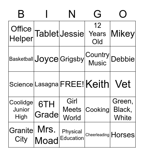 BELL Bingo Card