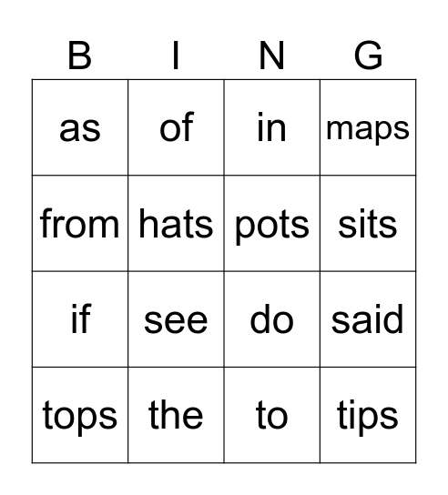Heart Words and UFLI Bingo Card