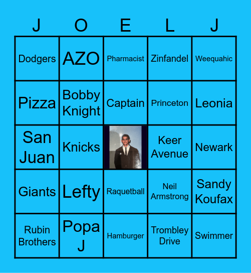 Joel's 80th Bingo Card