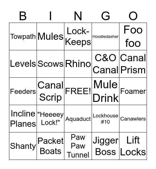 Lockhouse Bingo Card