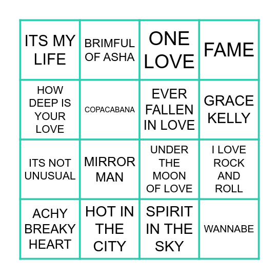 THE MIX TAPE Bingo Card