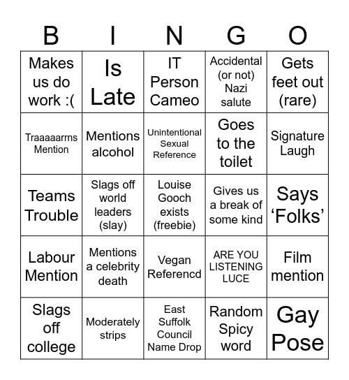 Louise Bingo Card