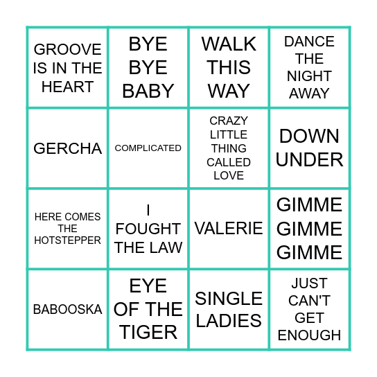 TOP OF THE POPS Bingo Card