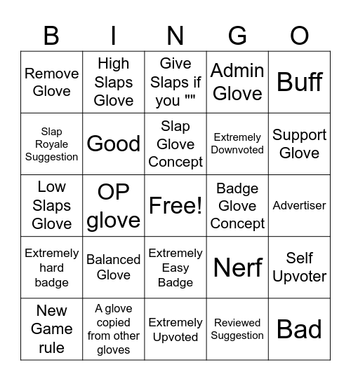 Suggestions Bingo Card