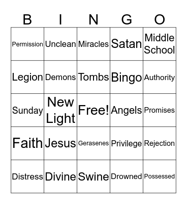 Jesus Calling Demons Bingo Card