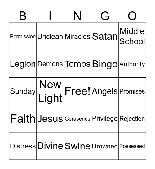 Jesus Calling Demons Bingo Card