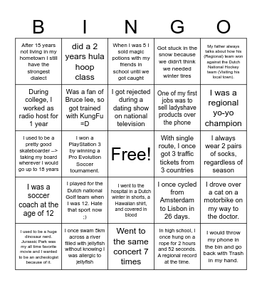 CARV COLLEGA BINGO Card