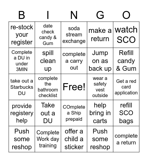 Service & Engagement Bingo Card