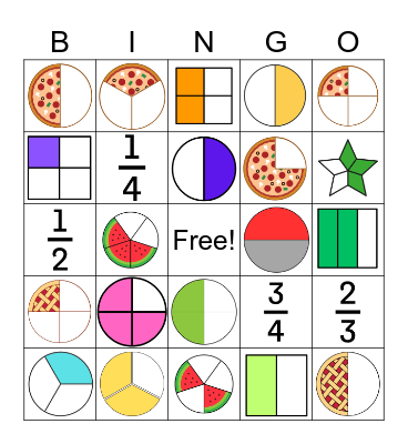 Fraction Bingo Card