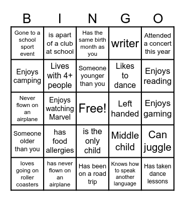 Advisory Find Someone Who Bingo Card