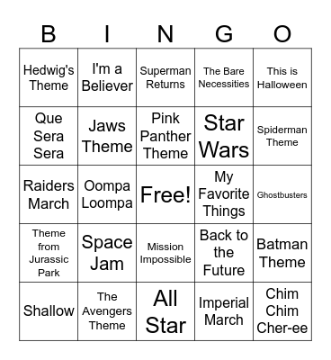 SINGO! Movie Edition Bingo Card