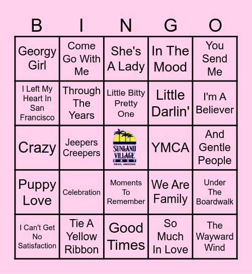 Boombox Bingo Card