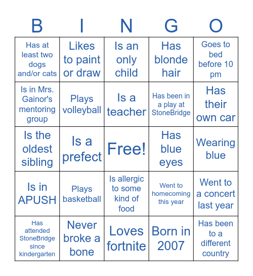 GLM Find-A-Friend Bingo! Bingo Card