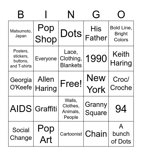 Visual Arts Bingo (Quarter 2 Review) Bingo Card