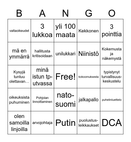 Aamulehtitentti BINGO Card