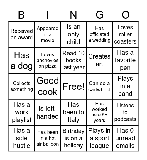 Winter Bingo- Team Building Bingo Card