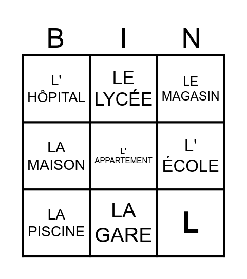 FRENCHINGO Bingo Card