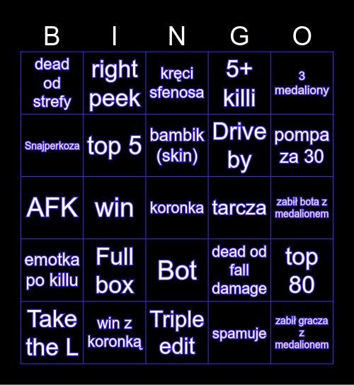 Fortinajti Bingo Card