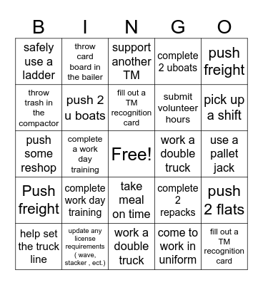 Inbound Bingo Card