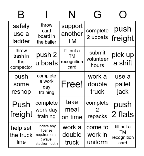 Inbound Bingo Card