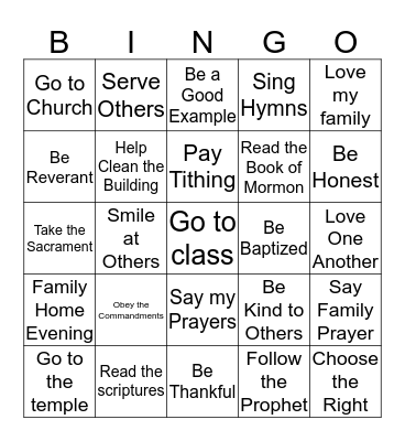 Sharing our Love for Jesus Bingo Card