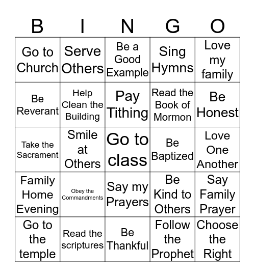 Sharing our Love for Jesus Bingo Card