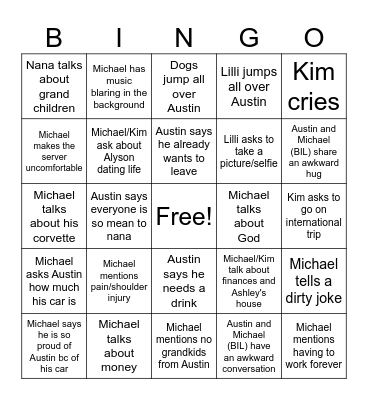 Austin Family Weekend Bingo Card