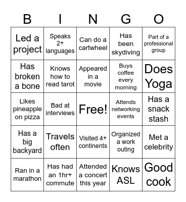 Tango Bingo Card