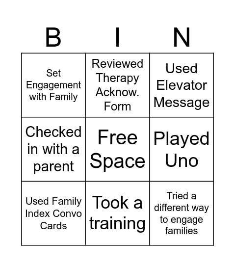 Jan Team Bingo Card Bingo Card