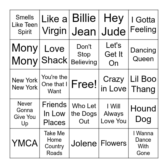 Music Bingo! Bingo Card