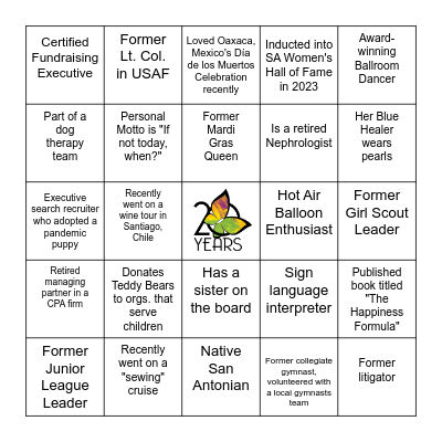 Impact San Antonio Board Member Bingo Card