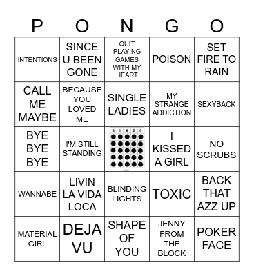 BINGO GOES POP- BLACKOUT Bingo Card