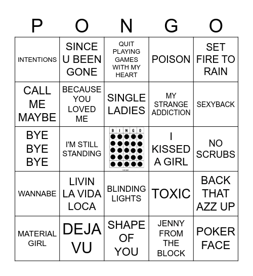 BINGO GOES POP- BLACKOUT Bingo Card