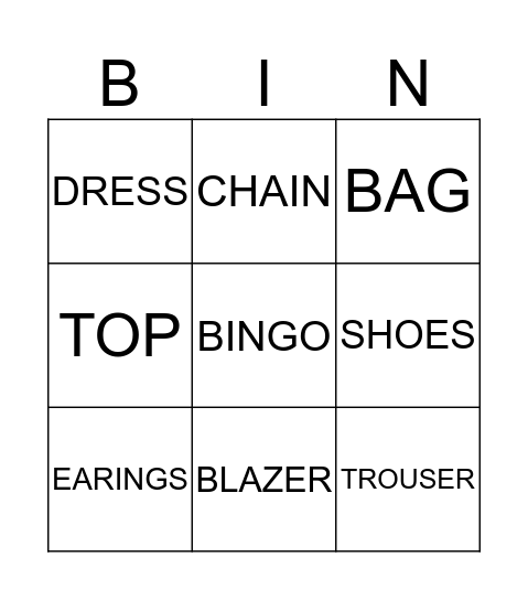 BINGO Card