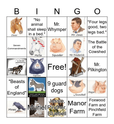 Animal Farm Bingo Card