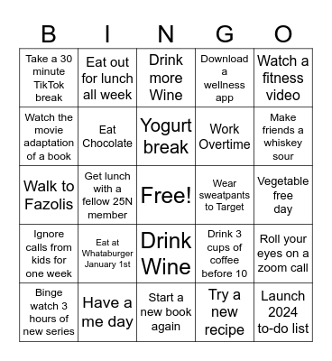 Wellness Bingo Card