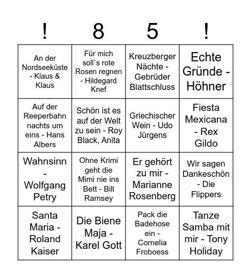 Christas Geburtstags Bingo Card