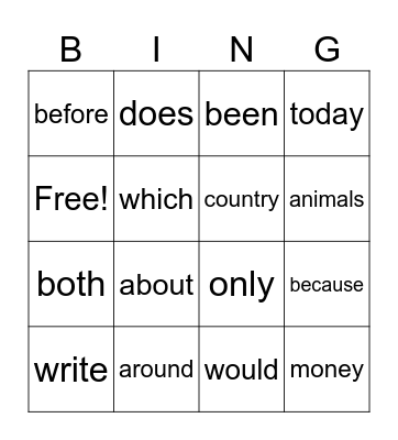 HFW 2/3 Bingo Card