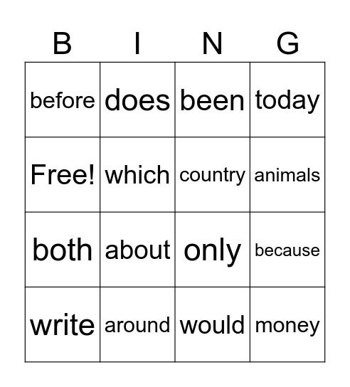 HFW 2/3 Bingo Card