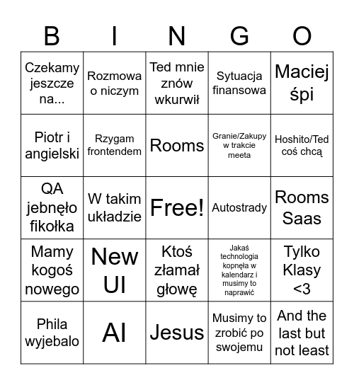 Kenja Rooms Dev Bingo v2 Bingo Card