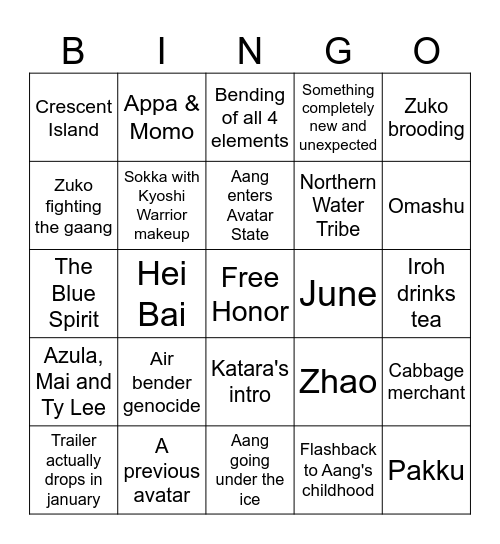 NATLA Trailer Bingo Card