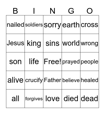 Jesus Forgives Bingo Card