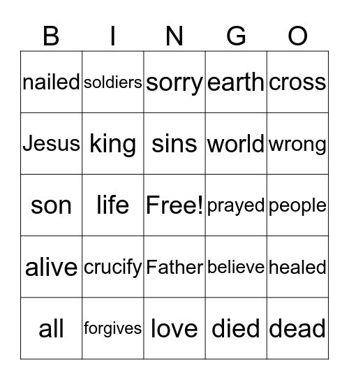 Jesus Forgives Bingo Card