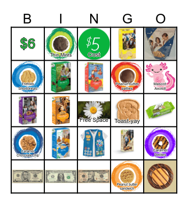 Girl Scout Cookies and Boxes Bingo Card