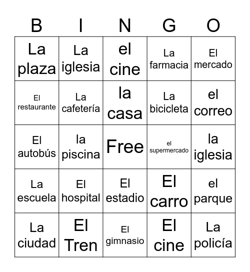 Spanish in the City Bingo Card