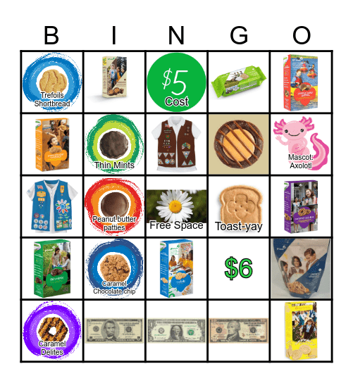 Girl Scout Cookies and Boxes Bingo Card