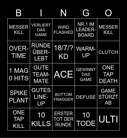 Valo Bingo Card