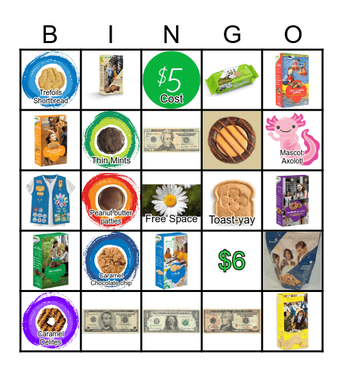 Girl Scout Cookies and Boxes Bingo Card