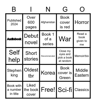 Reading Challenge 2024 Bingo Card