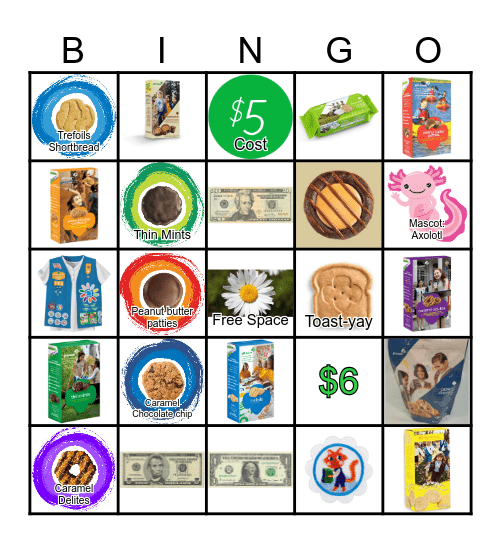 Girl Scout Cookies and Boxes Bingo Card